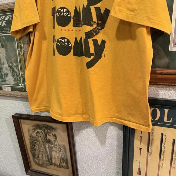 Vintage 90s RARE The Who Tommy Promo Shirt Size‎ Mens XLYellow Broadway Musical - Picture 4 of 8